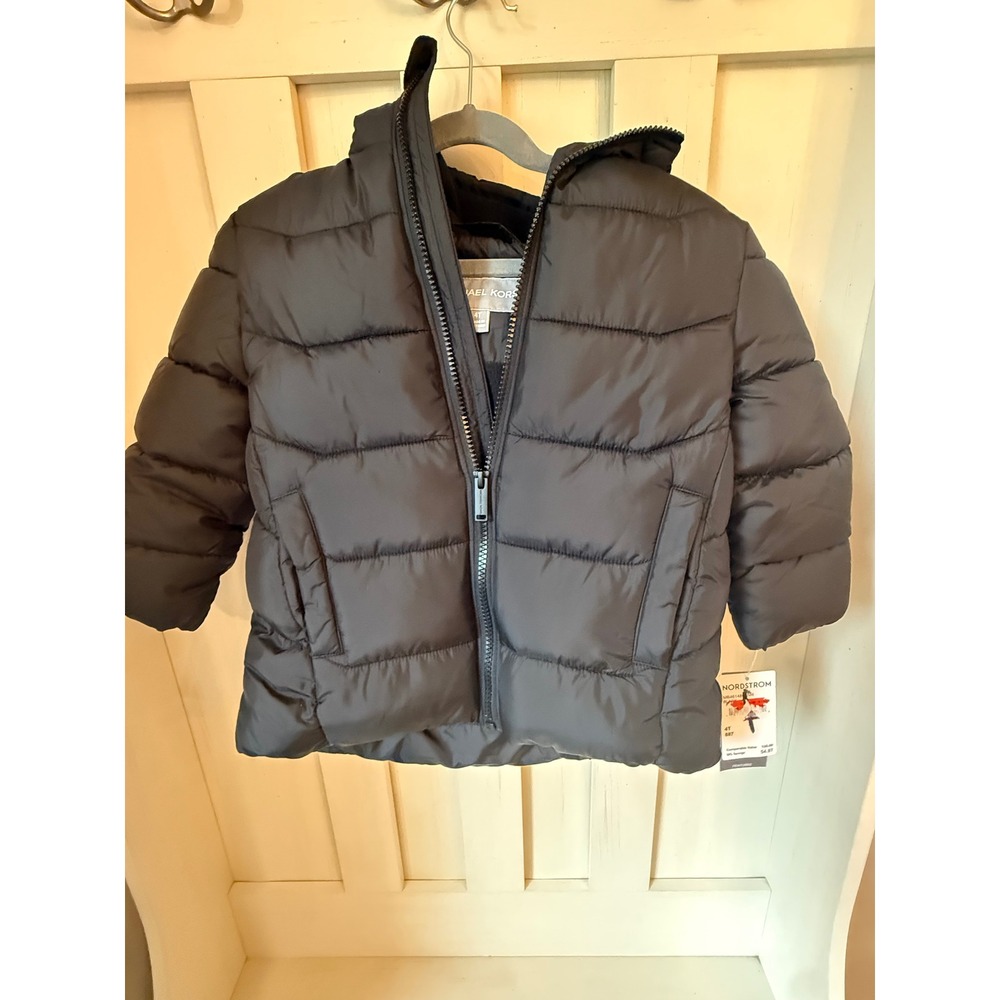 Michael Kors Kids Black Hooded Puffer Jacket Water Resistant 4T